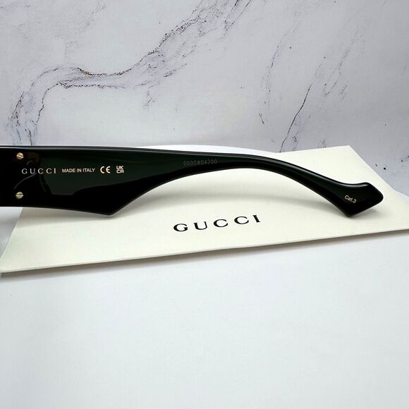 New Gucci Sunglasses Black Cat Eye Gold GG Logo Womens - Picture 8 of 16